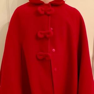 Sarah Louise Red Wool & Cashmere Cape Size 7
